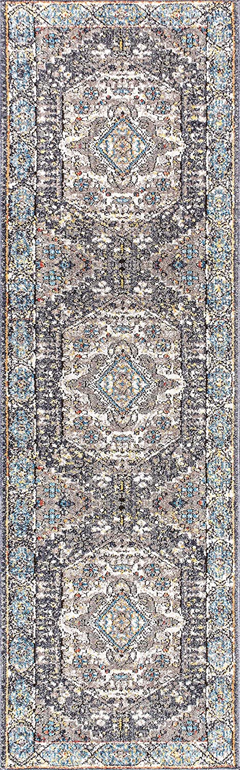 Kesan Vintage Medallion Blue Soft Area Rug