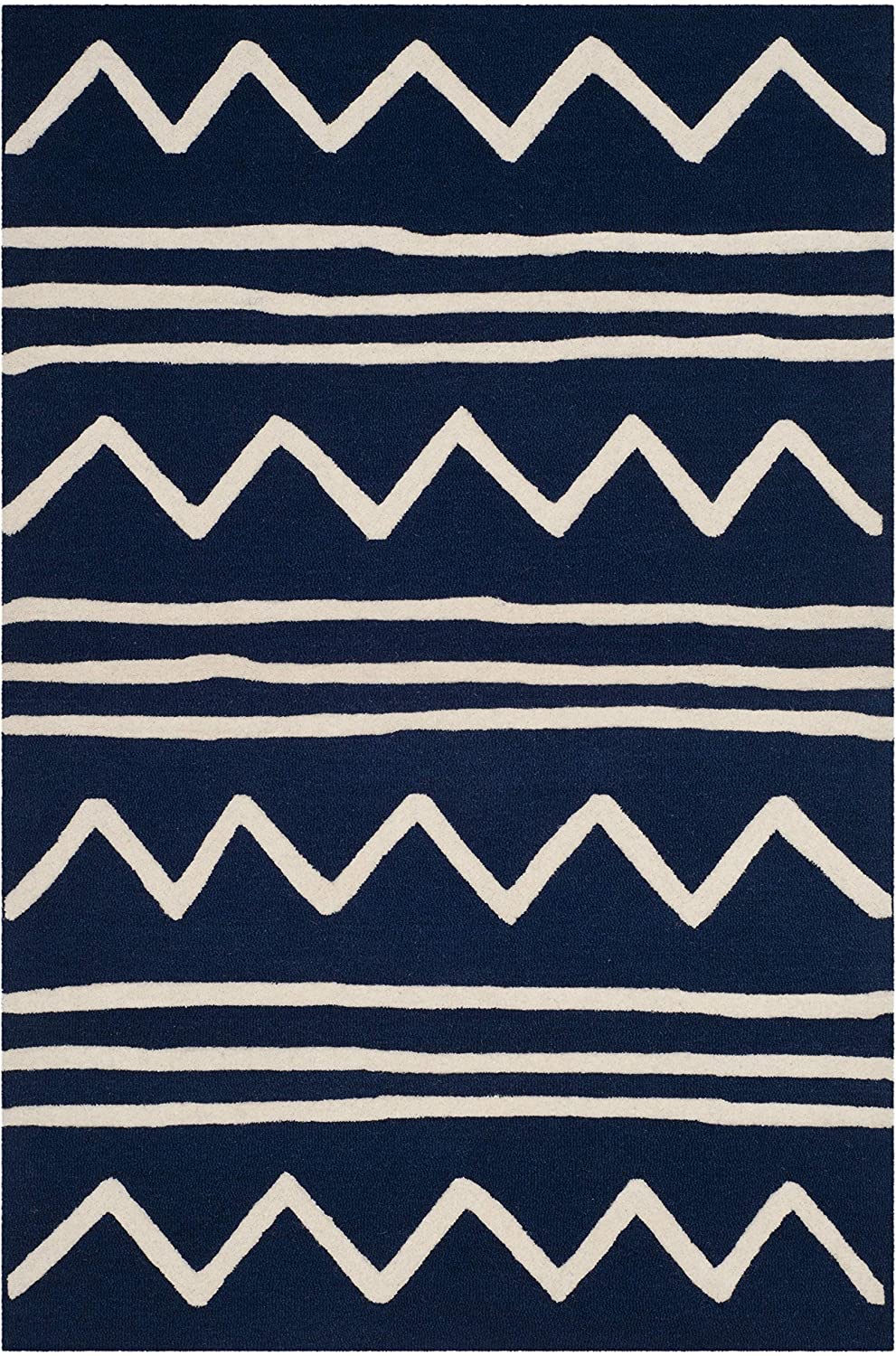 Handmade Moroccan Wool Area Rug Navy / Ivory