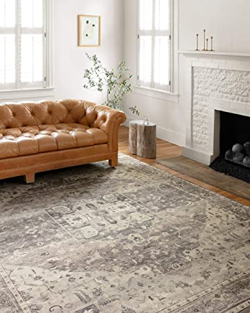 Loloi II Hathaway Collection HTH-05 Steel / Ivory, Traditional 7'-6" x 9'-6" Area Rug