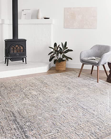 Loloi II Lucia Collection LUC-01 Grey / Sunset, Transitional 7'-9" x 10'-6" Area Rug