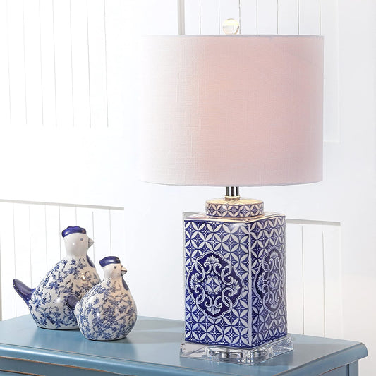 Choi 23" Chinoiserie LED Table Lamp Blue/White