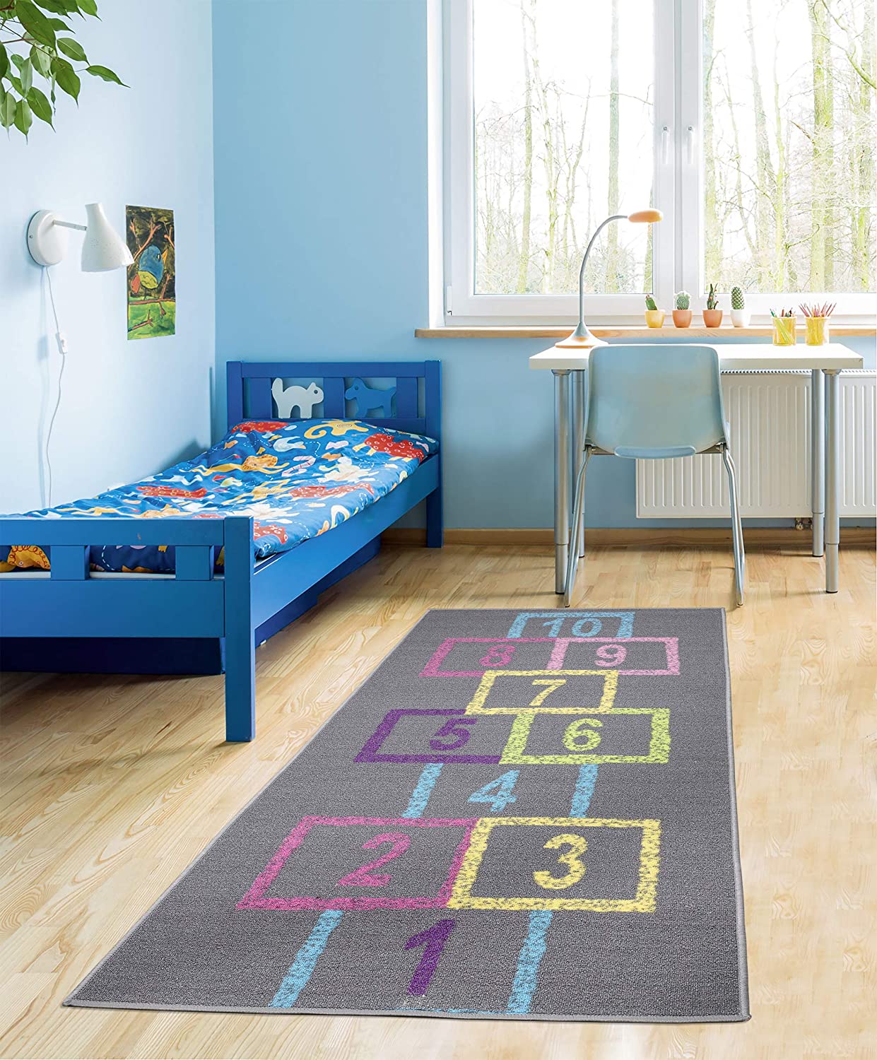 Children's Garden Collection Educational Hopscotch Design Grey