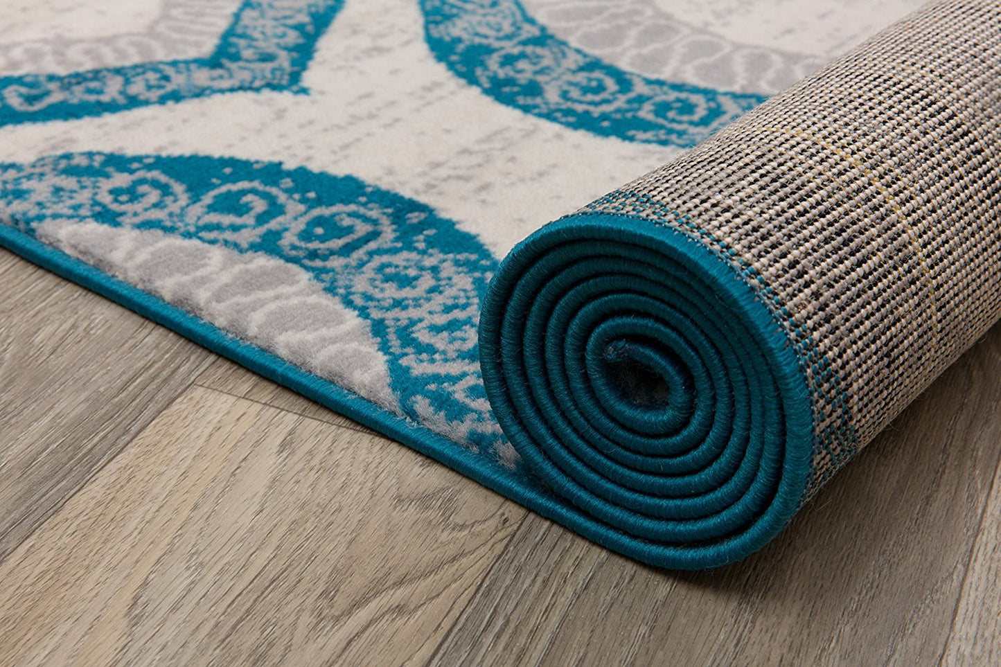 Trellis Cream Teal Blue Area Rug