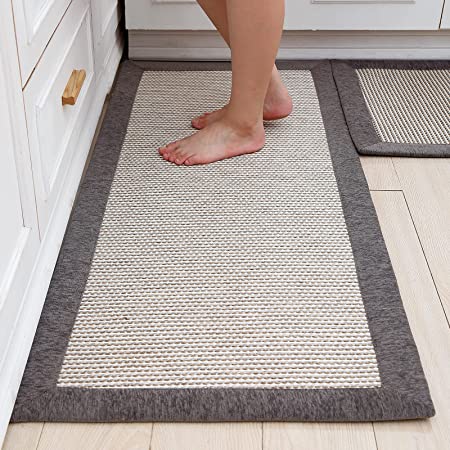 Kitchen Rugs and mats Non Skid Washable Set of 2 PCS Absorbent Kitchen Runner Rugs for Kitchen Floor mats Farmhouse Kitchen Rugs mats for Floor in Front of Sink 20"x32"+20"x48"