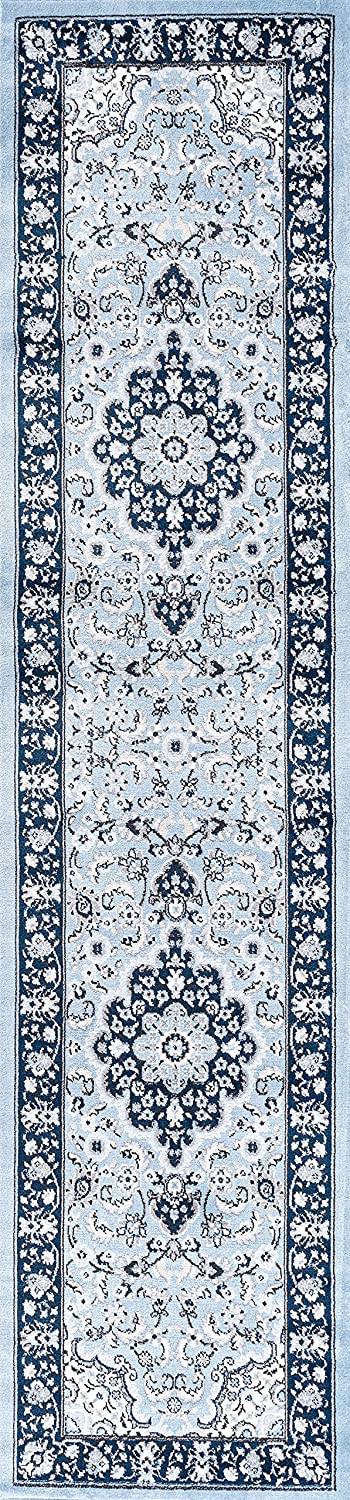 Palmette Modern Persian Floral Soft Area Rug  Blue/Navy