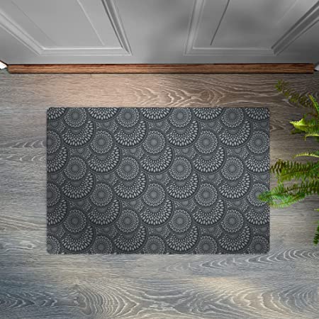 Shape28 Small Area Rug Mat Ultra-Thin Kitchen Rug Entrance Mat with Non Slip Rubber Backing Szie 24 inches x 18 inches Color Gray Design 1S