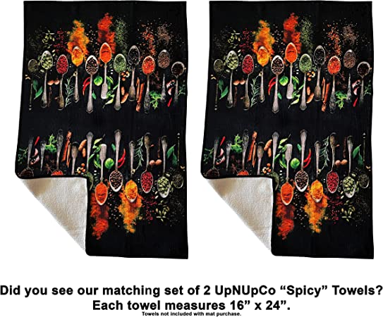 UpNUpCo Artistic and Colorful Kitchen Rugs Kitchen Mats for Floor Non Slip Kitchen Rugs and Mats Kitchen Mat Set Farmhouse Kitchen Rugs Thickness=1/3inch - Spicy Art - 2 Pieces - 30"x17" + 47”x17