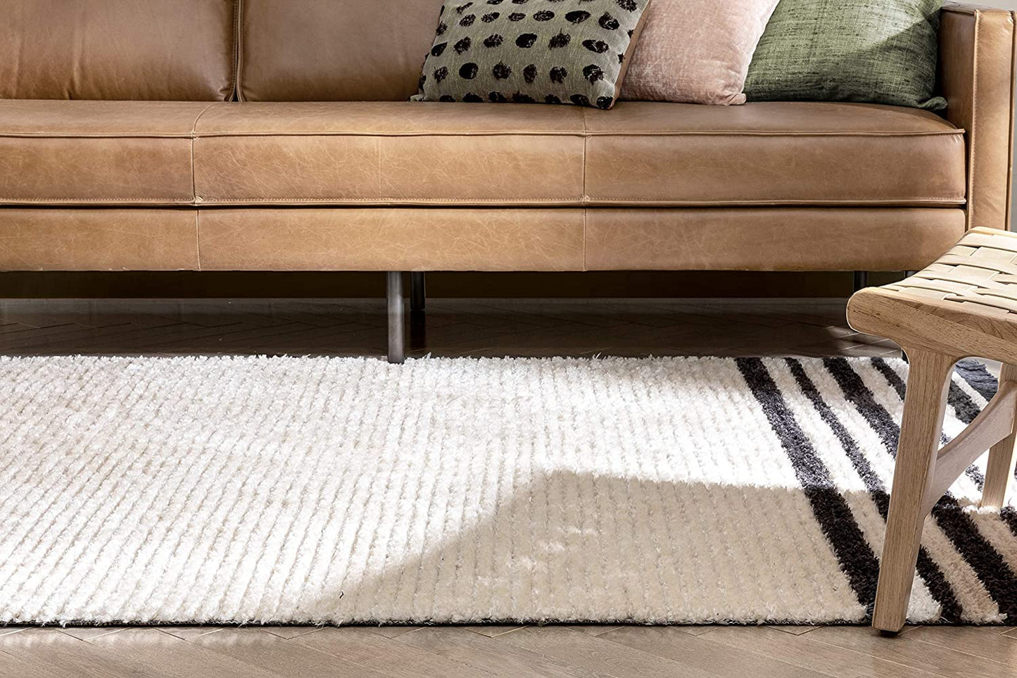 Arielle Ivory Tribal Stripes & Field Pattern Area Rug