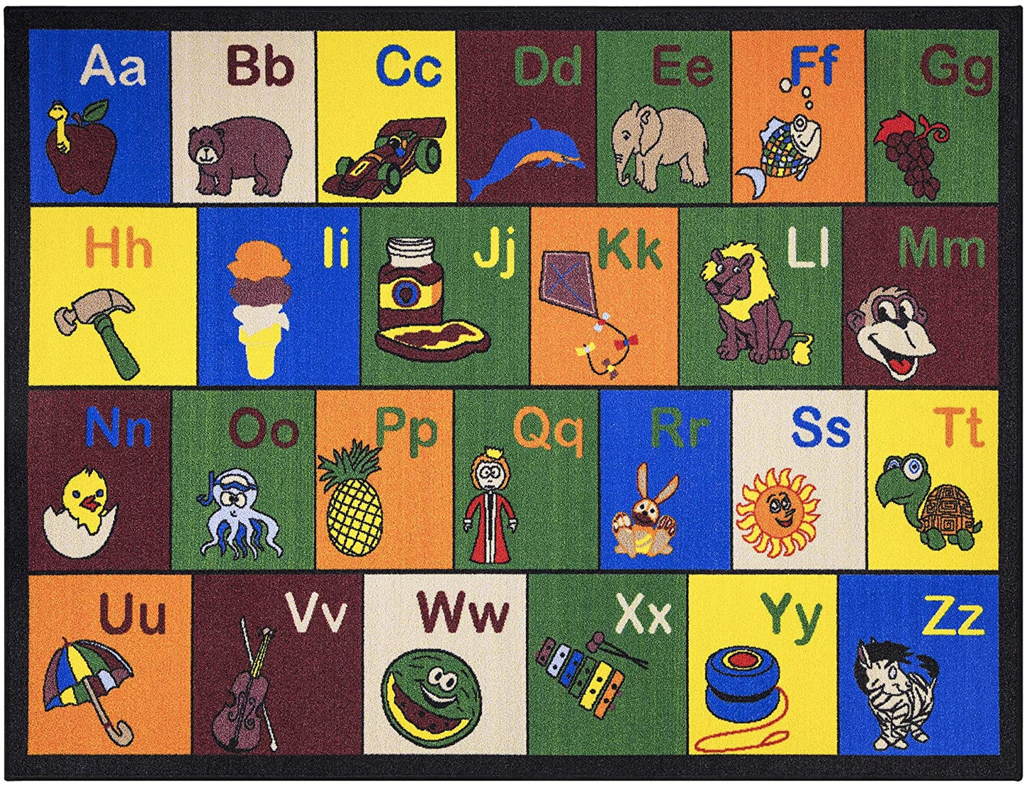 Jenny Collection Children's Multi Color Educational Alphabet (Non-Slip) Kids Classroom Area Rugs