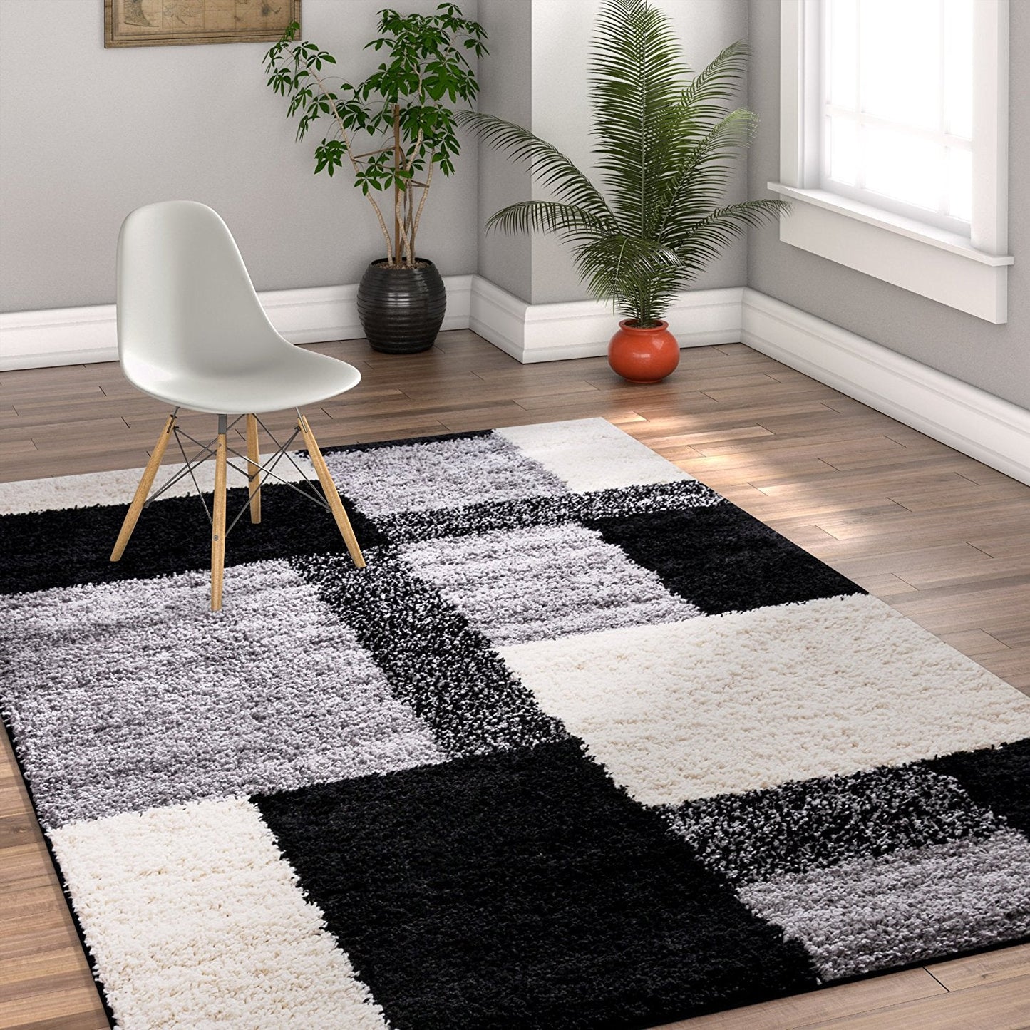 Modern Geometric Pattern Shag Area Rug