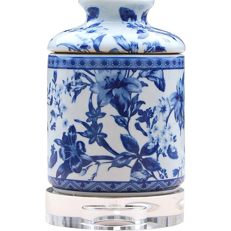 Sara 17"H Blue and White Chrysanthemum Jar Accent Table Lamp
