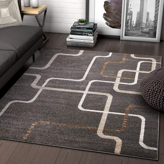 Modern Geometric Gray Comfy Area Rugs