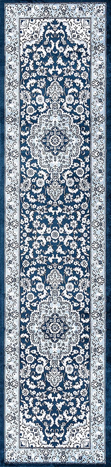 Palmette Modern Persian Floral Soft Area Rug  Blue/Navy