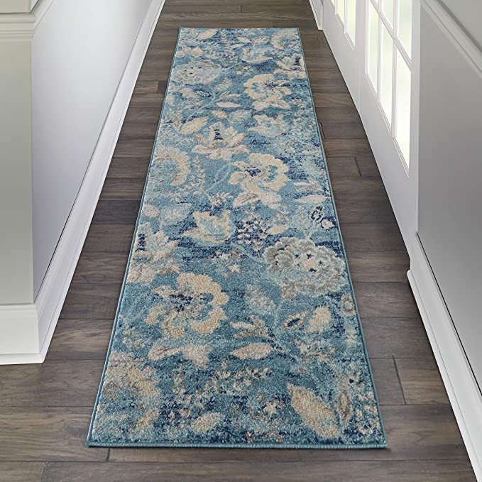 Tranquil Eclectic Floral Turquoise Soft Area Rug