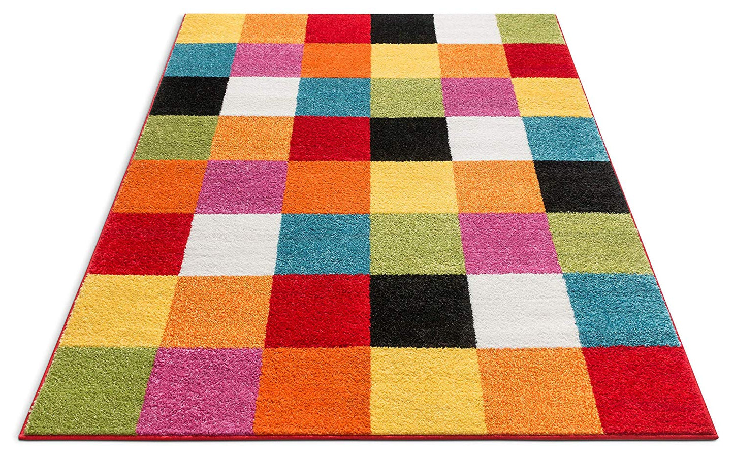 Geometric Squares Bright Multi-color Area Rugs