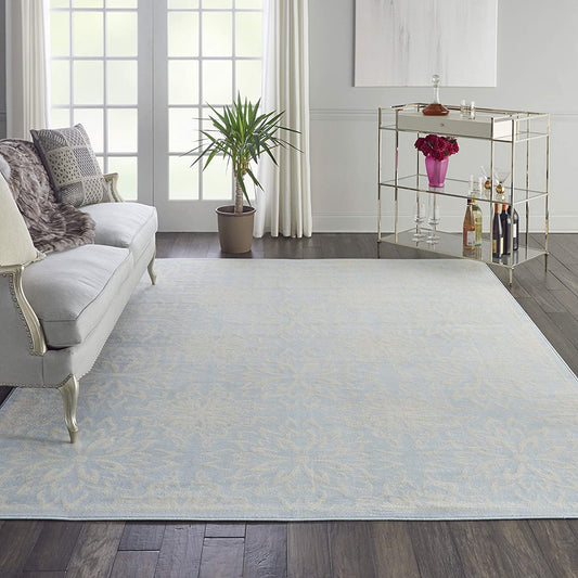 Transitional Floral Ivory/Light Blue Area Rug