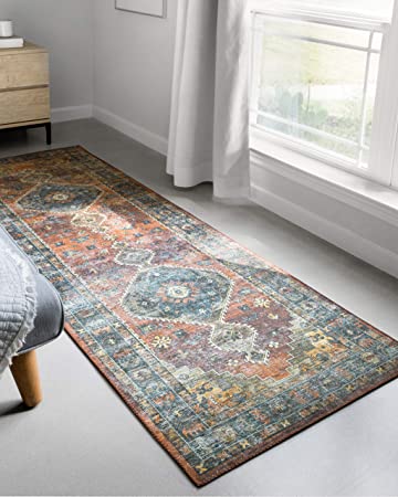 Loloi II Skye Collection SKY-03 Turquoise / Terracotta, Traditional 2'-0" x 5'-0" Accent Rug