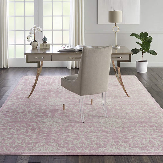 Transitional Floral Ivory/Pink Area Rug