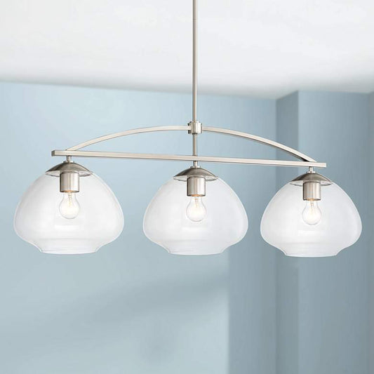 Orilla 42 1/4" Wide Brushed Clear Glass Island Pendant Light