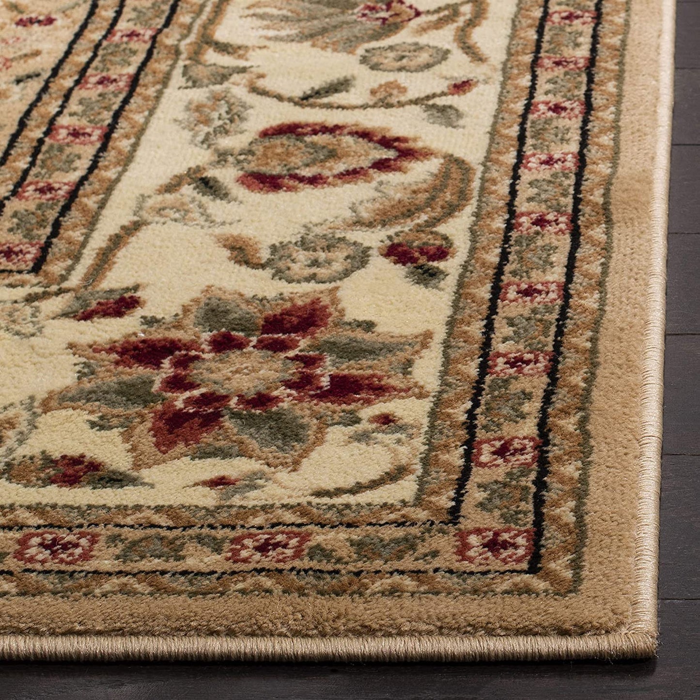 Lyndhurst CollectionTraditional Oriental Non-Shedding Stain Resistant Living Room Bedroom Accent Rug Beige / Ivory