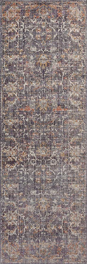 Chris Loves Julia x Loloi Rosemarie ROE-04 Graphite / Multi Oriental Area Rug 18" x 18" Sample Swatch