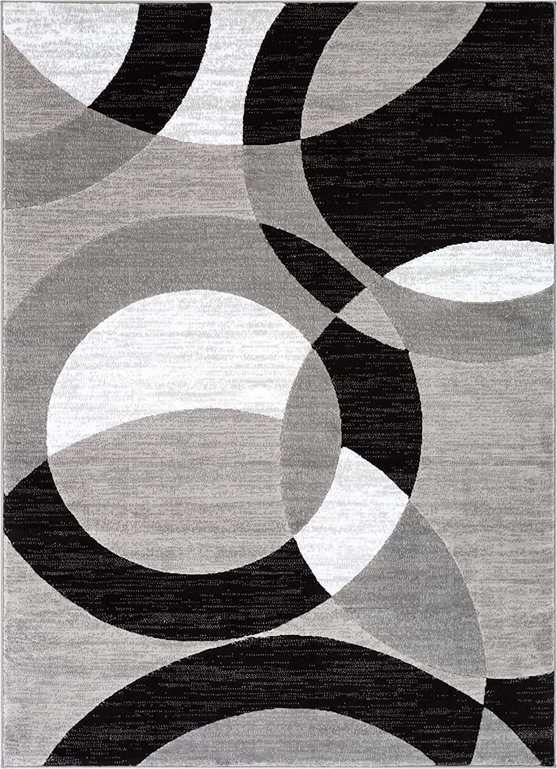 Jackpot Grey Geometric Modern Casual Abstract Boxes Lines Circles Area Rug Plush Shed