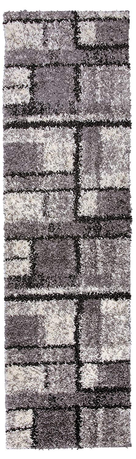 Geometric Pattern Gray Cozy Shag Area Rugs