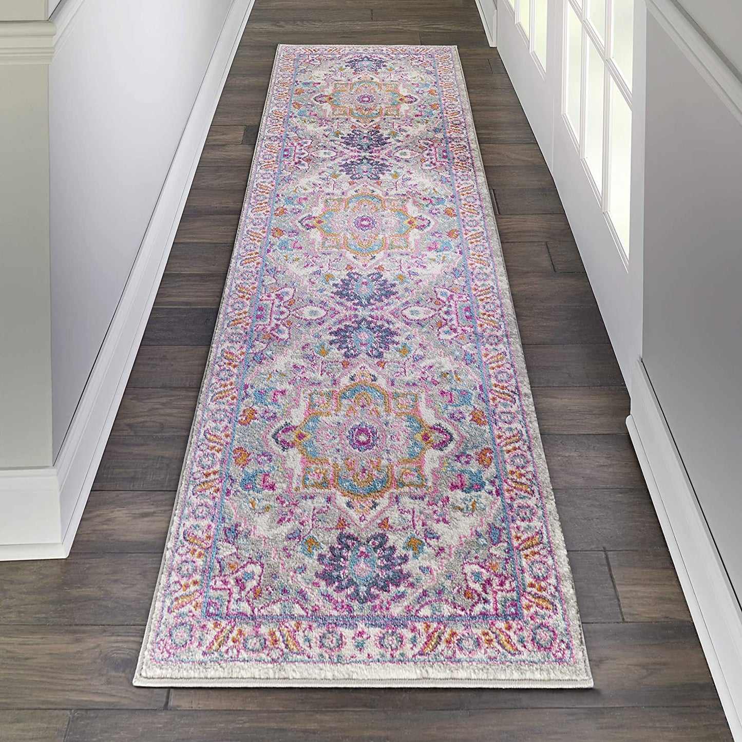 Passion Persian Colorful Light Grey/Pink Soft Area Rug