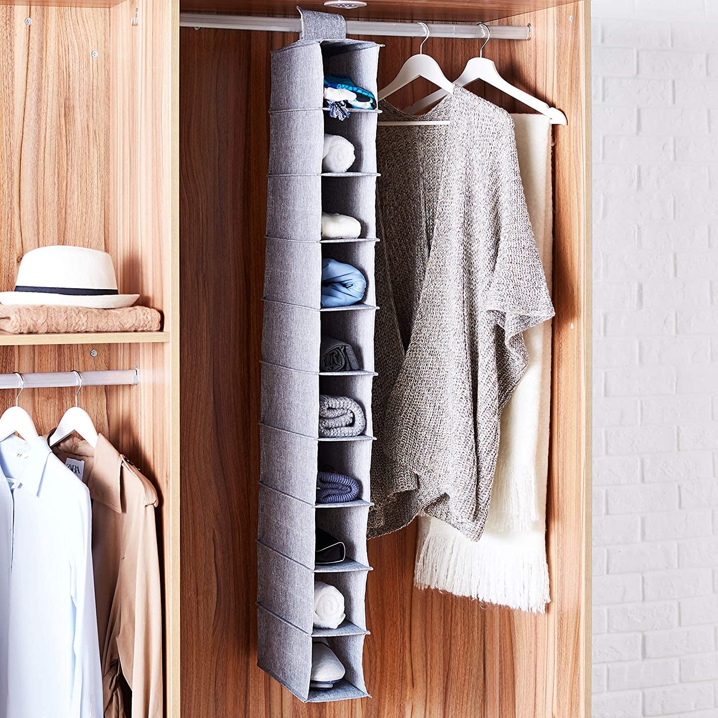 Hanging Closet Shelf - 10-Tier, Heather Grey