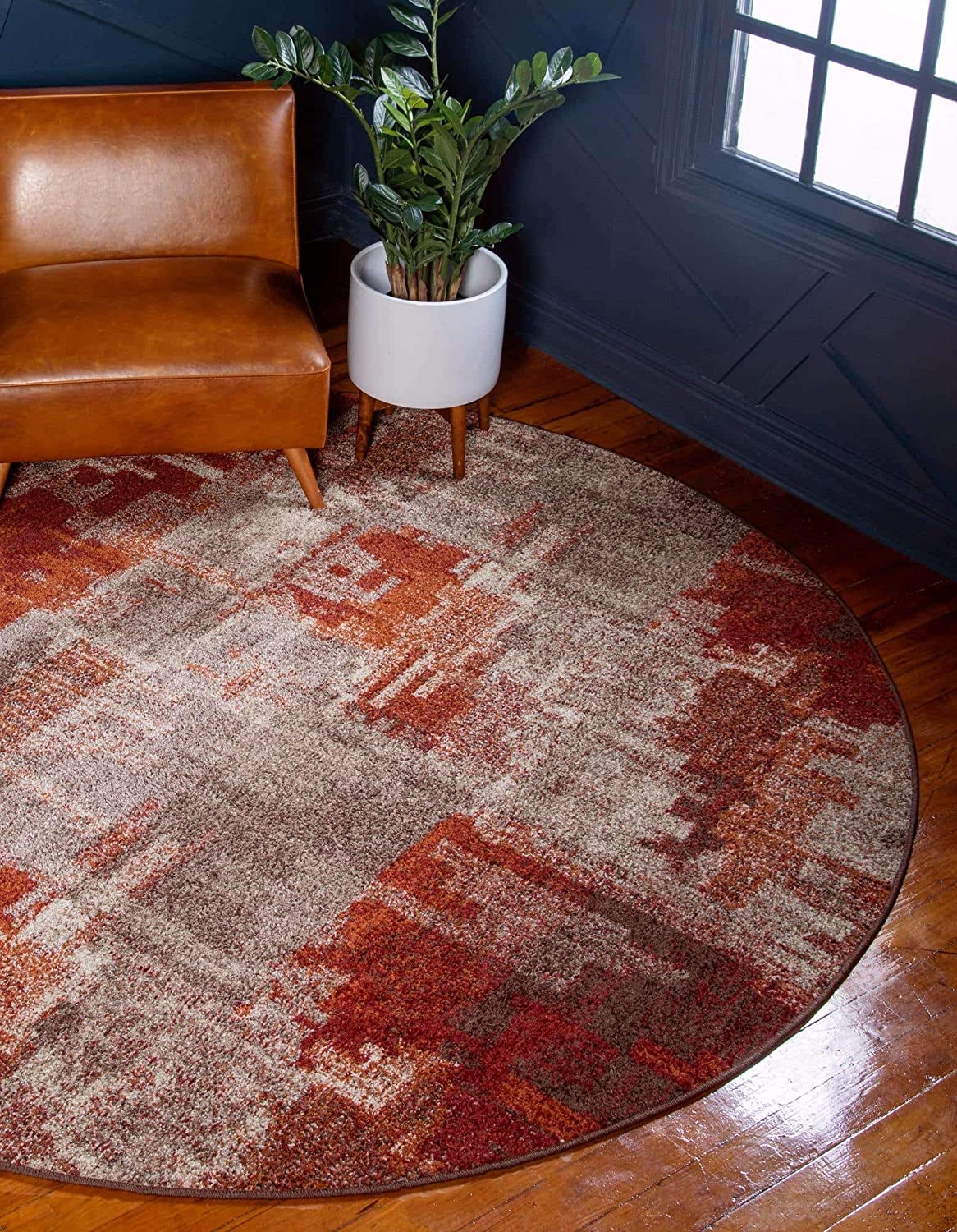 Rustic Casual Warm Toned Abstract Multi Soft Rug