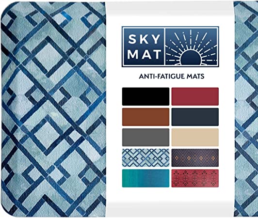 Sky Solutions Anti Fatigue Mat - 3/4" Cushioned Kitchen Rug and Standing Desk Mat & Garage - Non Slip, Waterproof and Stain Resistant (20" x 32", Dark Blue)