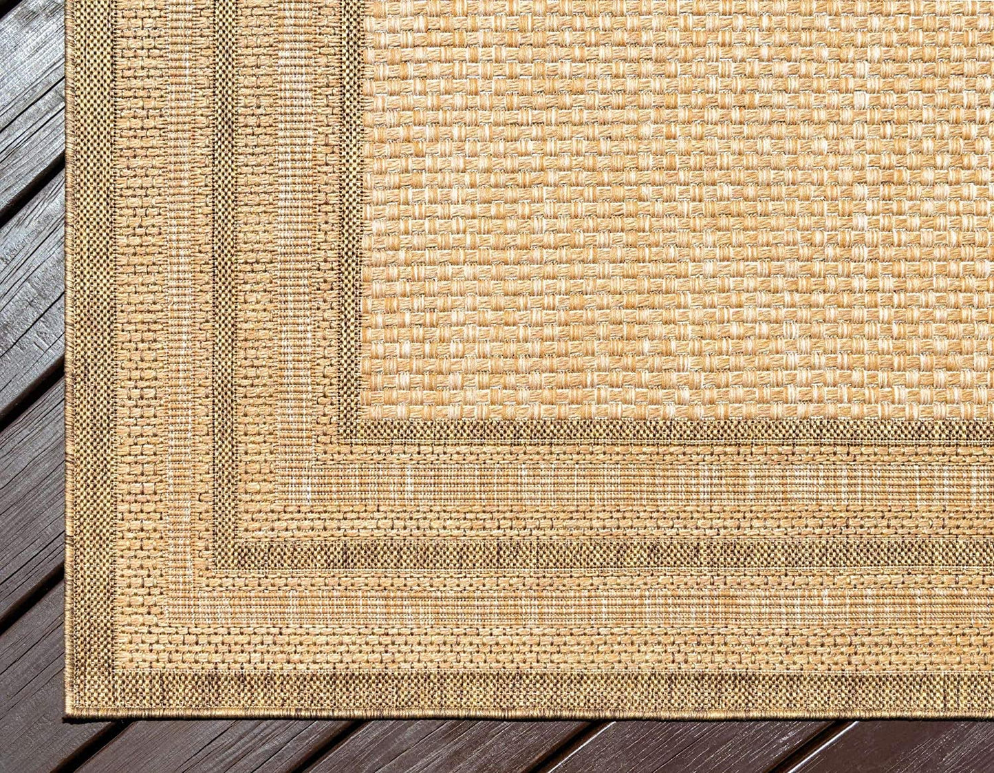 Solid Casual Transitional Indoor and Outdoor Flat weave Light Brown Area Rug