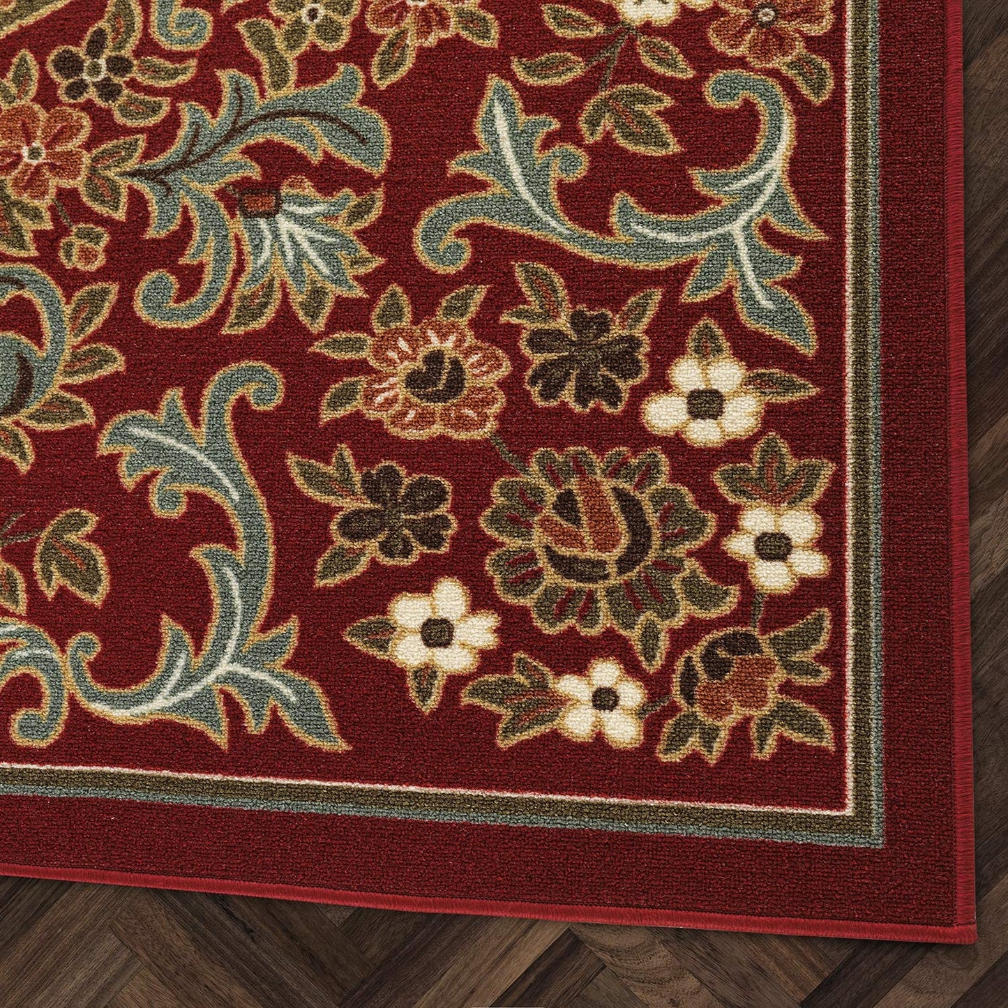 Modern Floral Area Rugs Red