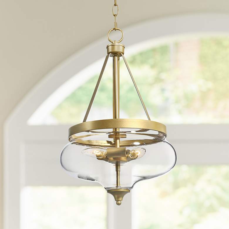 Paige 12 1/2"W Gold Metal 3-Light Pendant Light