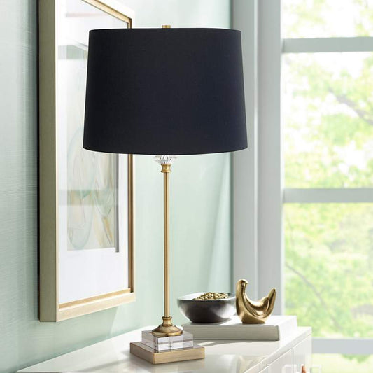 Julia Gold and Crystal Black Shade Buffet Table Lamp