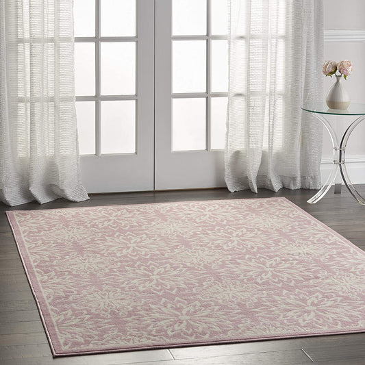 Transitional Floral Ivory/Pink Area Rug