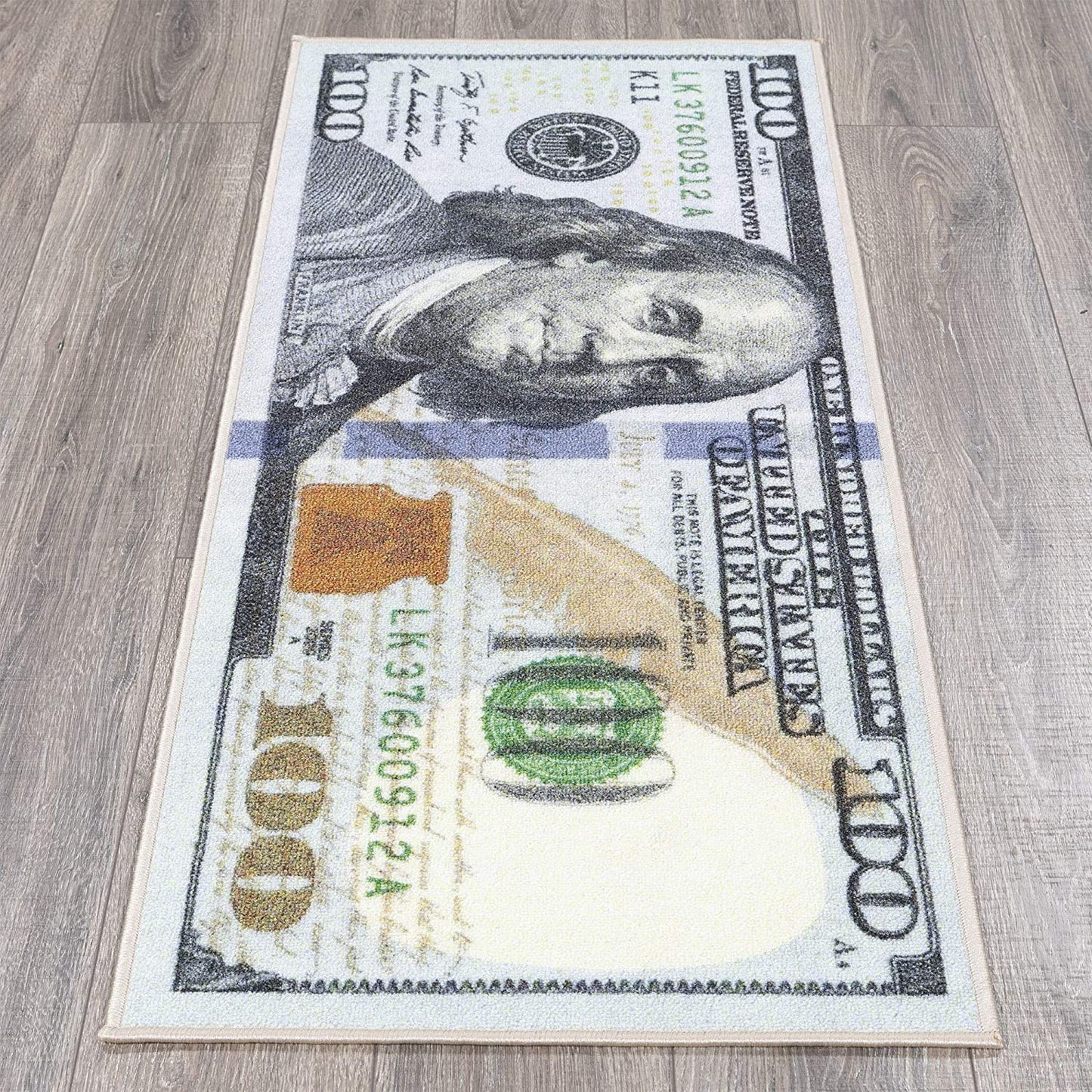Hundred Dollar Bill Runner Rug, 22" x 53', Multicolor