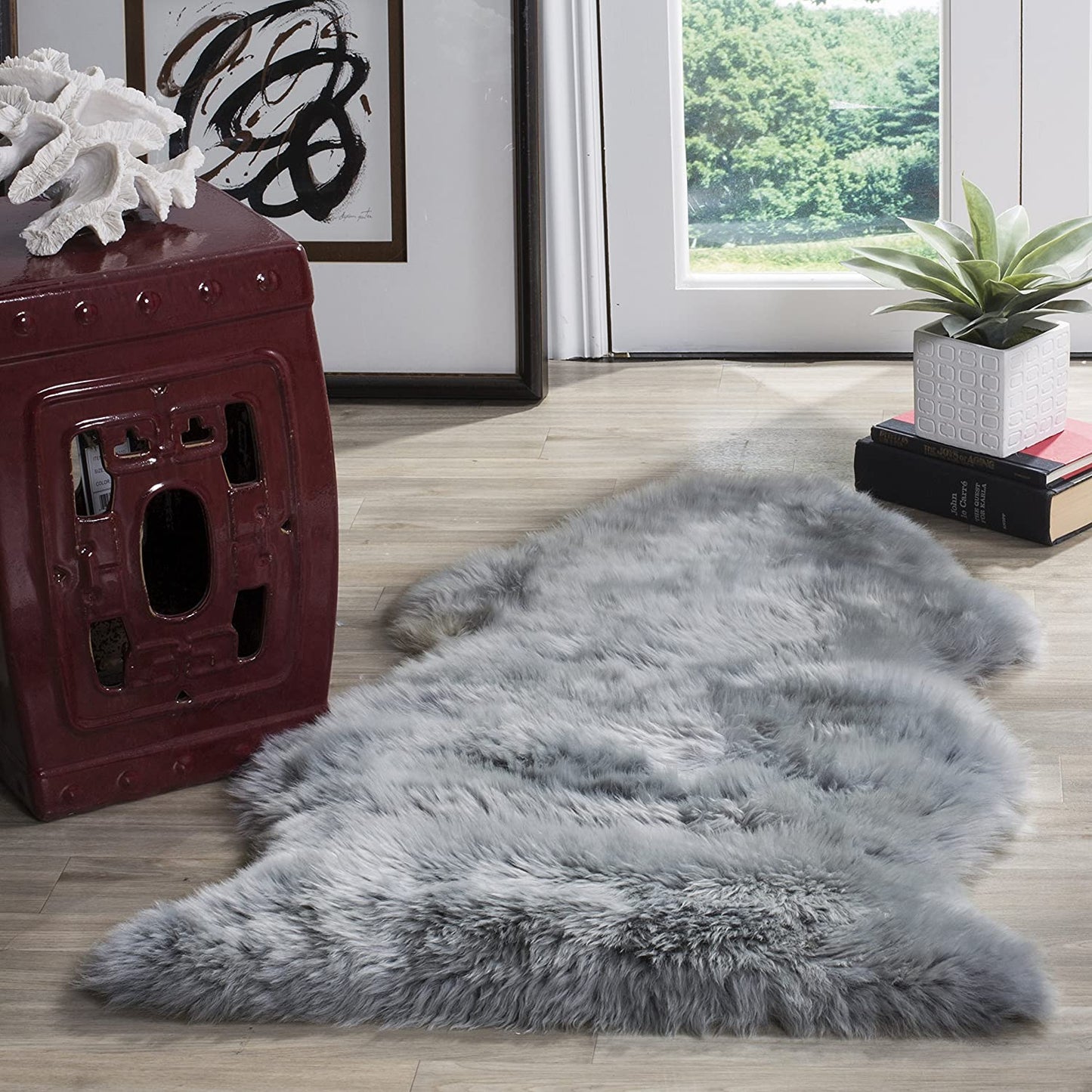 Sheep Skin Collection White  Handmade Rustic Glam Genuine Pelt Extra Thick Accent Soft Area Rug