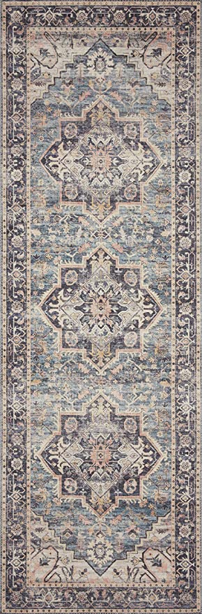 Loloi II Hathaway Collection HTH-05 Steel / Ivory, Traditional 7'-6" x 9'-6" Area Rug