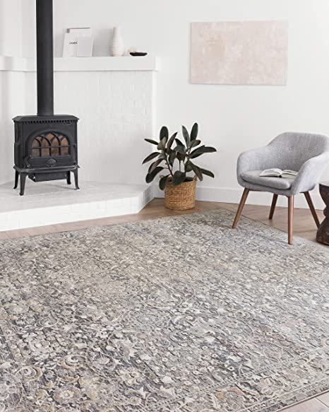 Loloi II Lucia Collection LUC-01 Grey / Sunset, Transitional 7'-9" x 10'-6" Area Rug