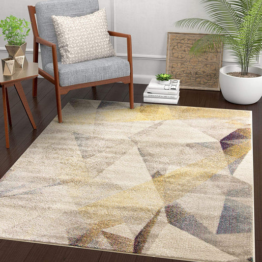 Modern Triangle Pattern Abstract Beige Multi-Color Soft Area Rug