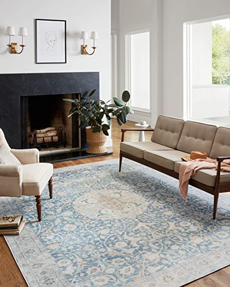 Chris Loves Julia x Loloi Jules JUL-05 Lagoon / Brick Oriental Area Rug 5'-0" x 7'-6"