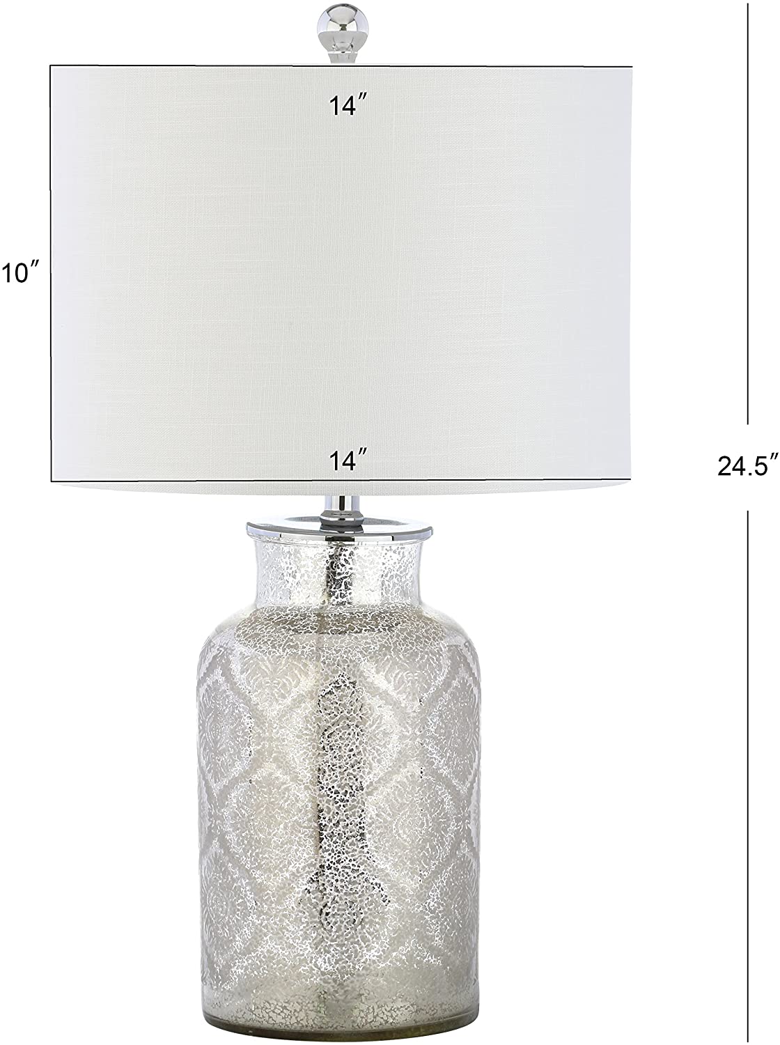 Emilia Trellis Pattern Glass LED Table Lamp Silver