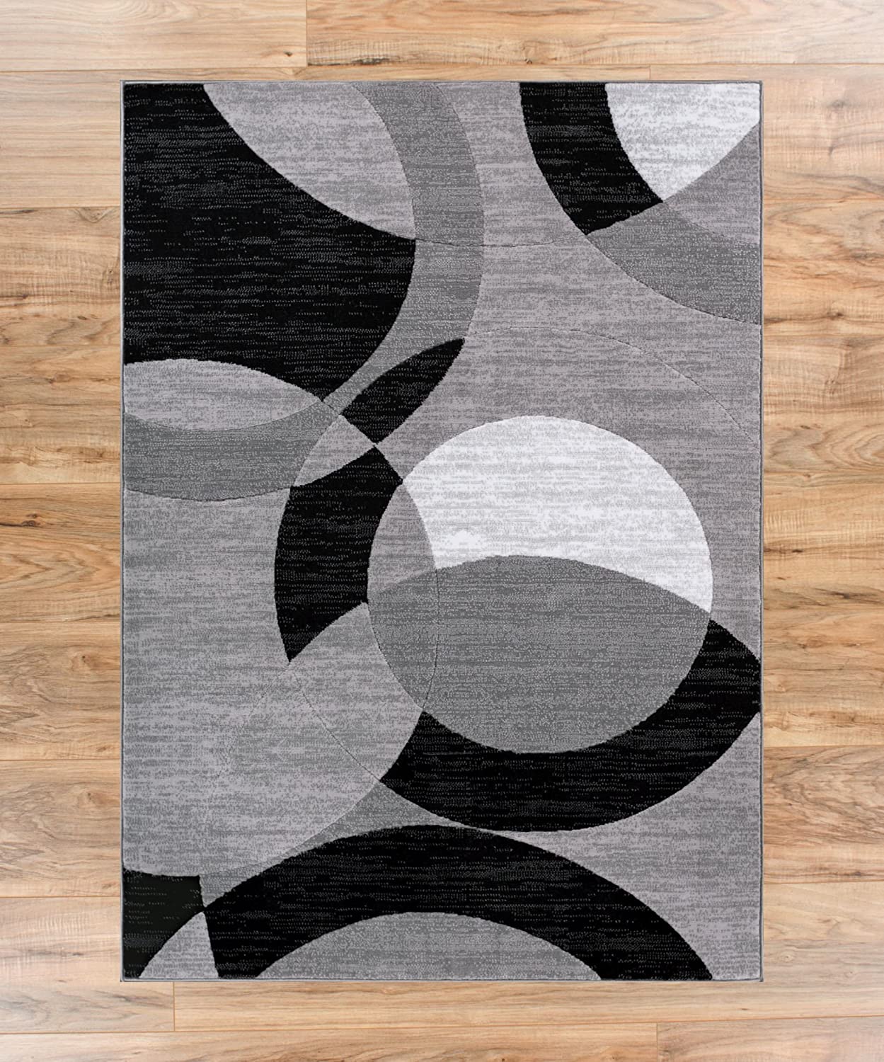 Jackpot Grey Geometric Modern Casual Abstract Boxes Lines Circles Area Rug Plush Shed