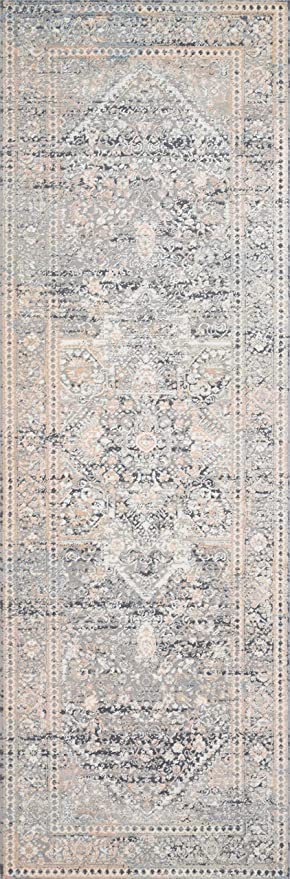 Loloi II Lucia Collection LUC-01 Grey / Sunset, Transitional 7'-9" x 10'-6" Area Rug