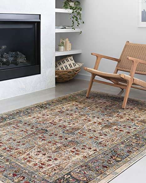 Loloi ll Isadora Collection Distressed Persian Area Rug, 2'-7" x 8'-0" Runner, Oatmeal/Multi