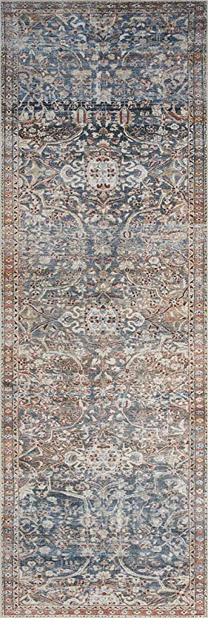 Chris Loves Julia x Loloi Jules JUL-05 Lagoon / Brick Oriental Area Rug 5'-0" x 7'-6"