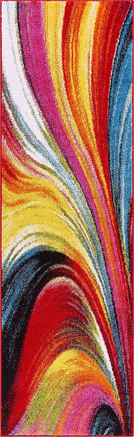 Modern Abstract Multi Bright Soft Area Rug