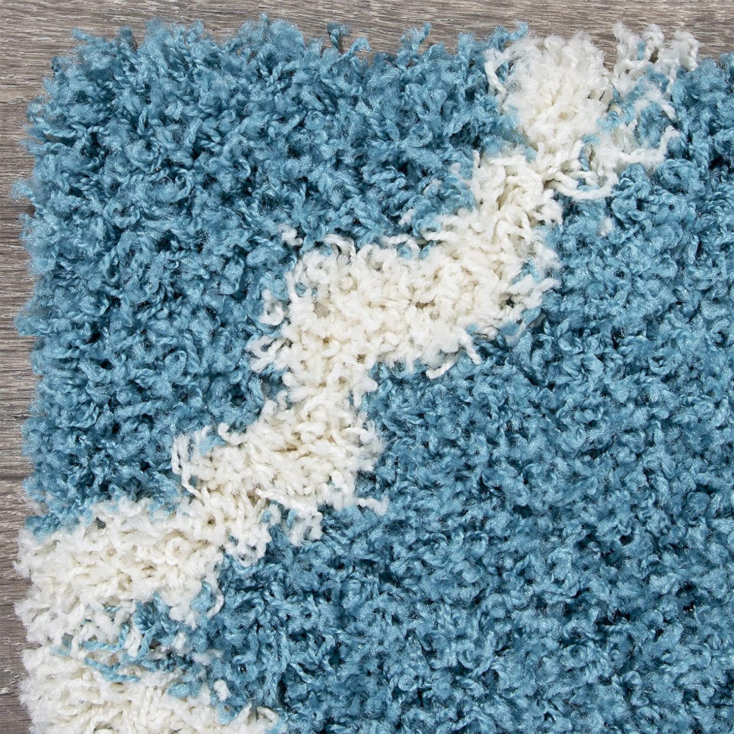 Turquoise Blue White Soft Shag Area Rugs