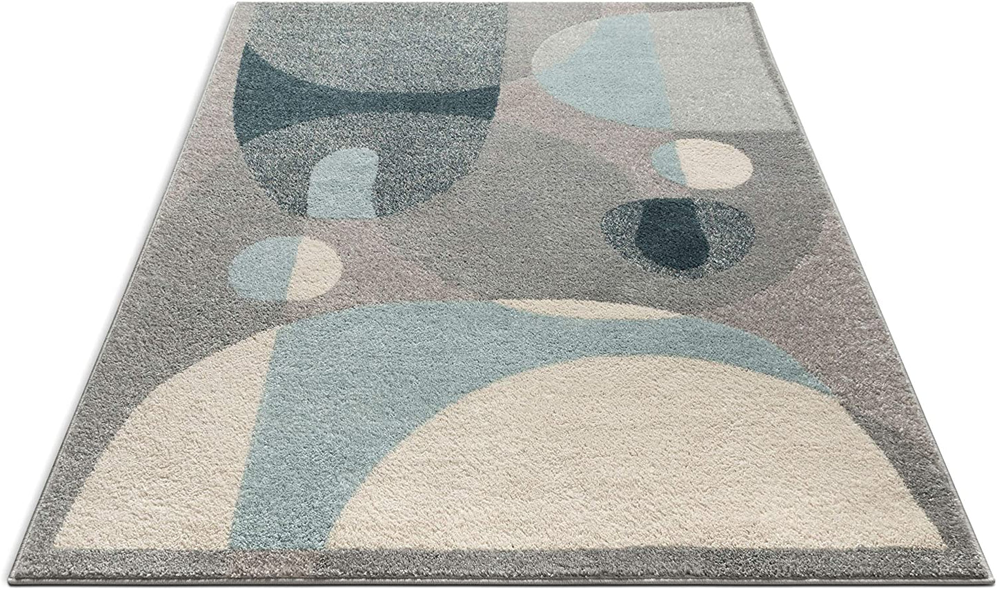 Modern Art Abstract Blue Grey Soft Area Rug